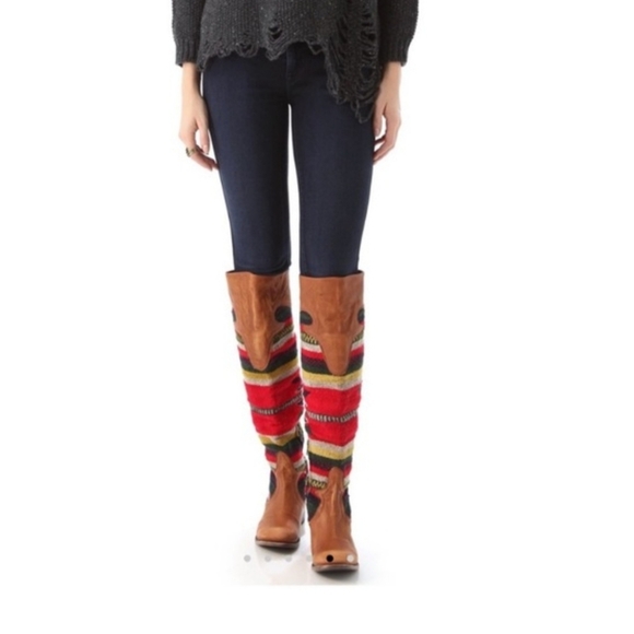 Freebird Cabal Tan and Multicolor Over the Knee Boots - Picture 2 of 12